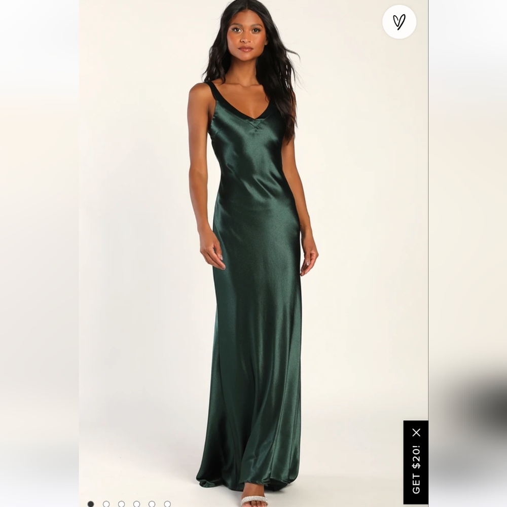 Lulus Perfectly Classy Emerald Green Satin Strappy Maxi Dress